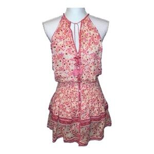 Poupette St Barth floral mini dress with tiered bottom